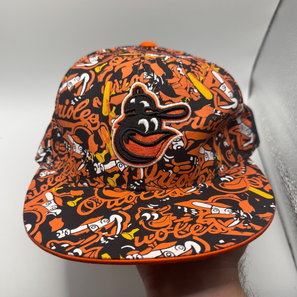 Vintage Baltimore Orioles American Needle All Over Print Fitted Hat 7 3/8 New
